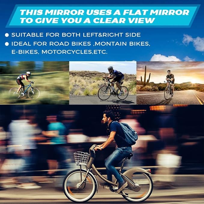 Handlebar Rear View Mirrors For Mountain Road Bike, 2pcs bike rear view mirrors with Wide Angle Mirror, Adjustable Rotatable Handlebar for Mountain Bike, Bicycle Rearview Mirror