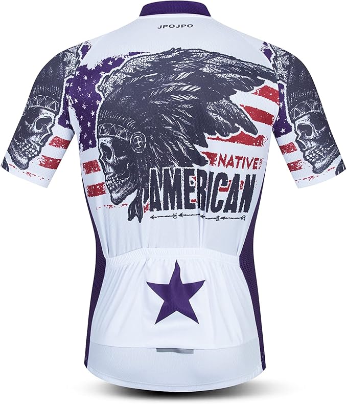 JPOJPO Men's Cycling Jersey Short Sleeved Mountain Bicycle Jerseys Breathable T- Shirt Tops S-3XL
