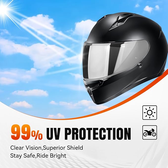 LKV HJ-34P Helment Visor Replacement - HJC C10 Motocycle Helmet Visor UV Protection Face Shield Compatible with HJ34P HJC C10 (Chrome Silver)