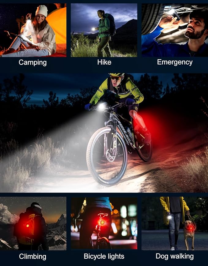 High Lumen Super Bright Bike Lights for Night Riding, Adjustable Modes Bicycle Lights Front and Rear, Rechargeable & IP65 Waterproof Bike Headlight and Taillight Set for Cycling Electronics