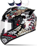 Full Face Motorcycle Helmet Racing Motocross Helmets with Pinlock Compatible Clear&Tinted Visors DOT Model Approved Street Bike Helmet