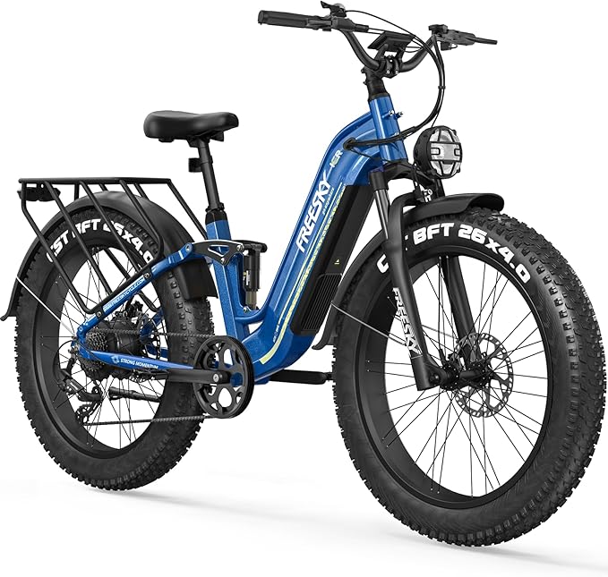 FREESKY Wildcat Ultra 3000W Electric Bike for Adults 105mile Long Range Step-Thru Ebike Motor 37MPH Dirt E Bike 25Ah Samsung Battery 26'' Fat Tire Electric Bicycle Full Suspension for Commute