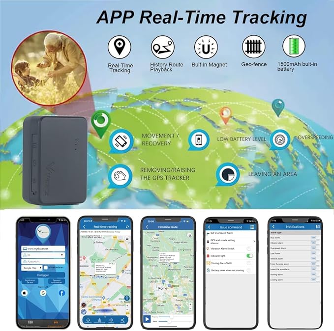 GPS Tracker Hidden Tracker Device for Vehicles, Mini GPS Tracker for Car Kids, 15-30 Days Battery Life, Anti-Lost/Anti-Theft Real-time Mini Tracking Device for Cars, Vehicles, Kids, Elderly, Bikes