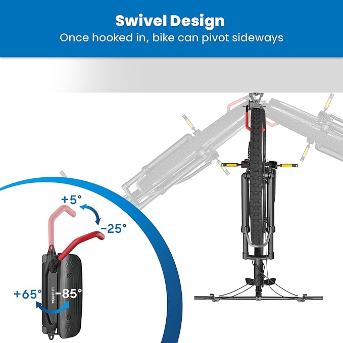 Mount-It! Swivel Bike Wall Mount – Heavy-Duty Vertical Bike Rack for Garage & Home – Space-Saving Wall Mounted Bike Hanger – Holds Up to 66 lbs – Bike Storage Hook for Road, Mountain & Hybrid Bikes
