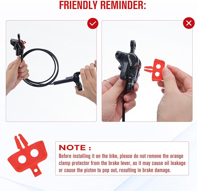 MT200 Style MTB Hydraulic Disc Brakes Set,2 Piston Left Front 800mm & Right Rear 1550mm MTB Hydraulic Brakes, Aluminum Alloy Mountain Bike Hydraulic Bicycle Disc Brake