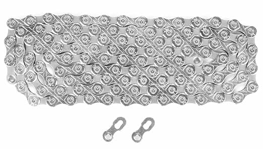 KMC X10 10-Speed Nickel Plate & Black X-Series Bicycle Chain Compatible with Shimano, SRAM, Campagnolo and All Major Systems.