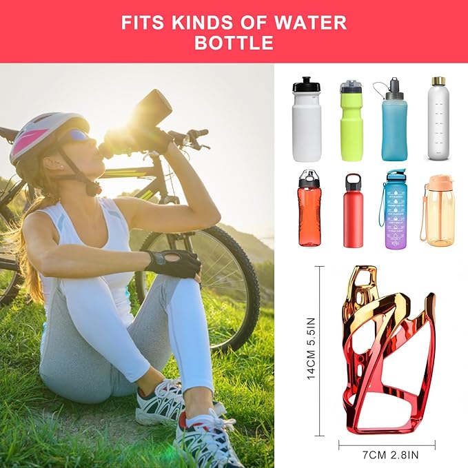 Bike Water Bottle Holder with Screws Lightweight Cycling Bicycle Water Bottle Holder for Road, Mountain Bike (Dazzle Yellow Red)