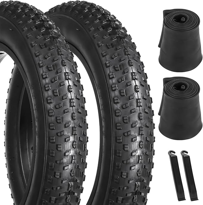 20x4.0 Fat Tire and Tube, Folding 100-406/20 x 4 Fat Tire Puncture Resistant with Ebike Tires 20x4 Inner Tube, 20 Inch Fat Tires for Snow, Beach, Mountain