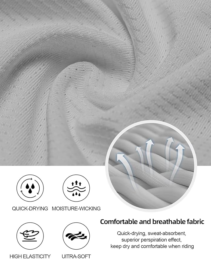 INBIKE Mens Cycling Jersey Breathable Elastic Bike Jersey 3 Rear Pockets Moisture Wicking Short Sleeve Quick Dry Reflective Biking Shirts Large Gray