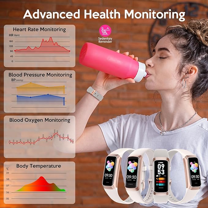 Fitness Activity Tracker for Men Women,Smart Watch with Blood Pressure Monitor Heart Rate Sleep Monitor IP67 Waterproof Pedometer Step Counter Calorie Tracker Health Watch for Android iOS Phones