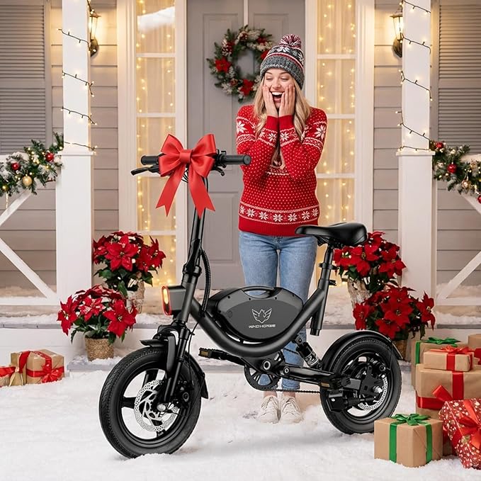 Electric Bike with Basket, 14" Folding Ebike 22 MPH, 35 Miles Range, Dual Suspension, 715W Peak Brushless Motor with 30° Uphill, Adjustable Seat, Commuter Electric Bicycle for Adults 330LBS Load