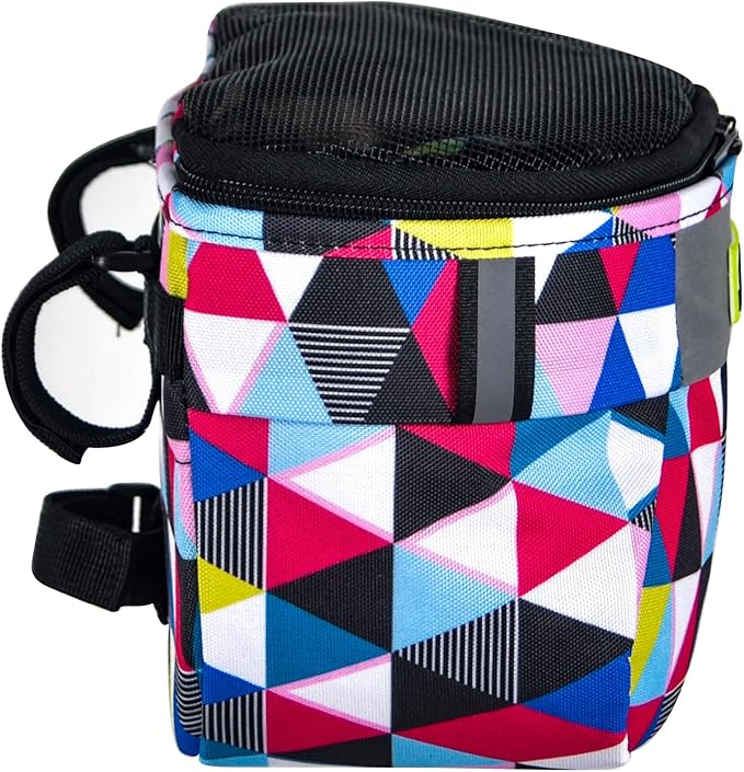 Kids Bike Basket,Durable Front Frame Bicycle & Scooter Basket Bag,Waterproof Fabric Bicycle Handlebar Bag for Boys, Girls, Toddlers with Zipper Mesh Lip (Triangle)