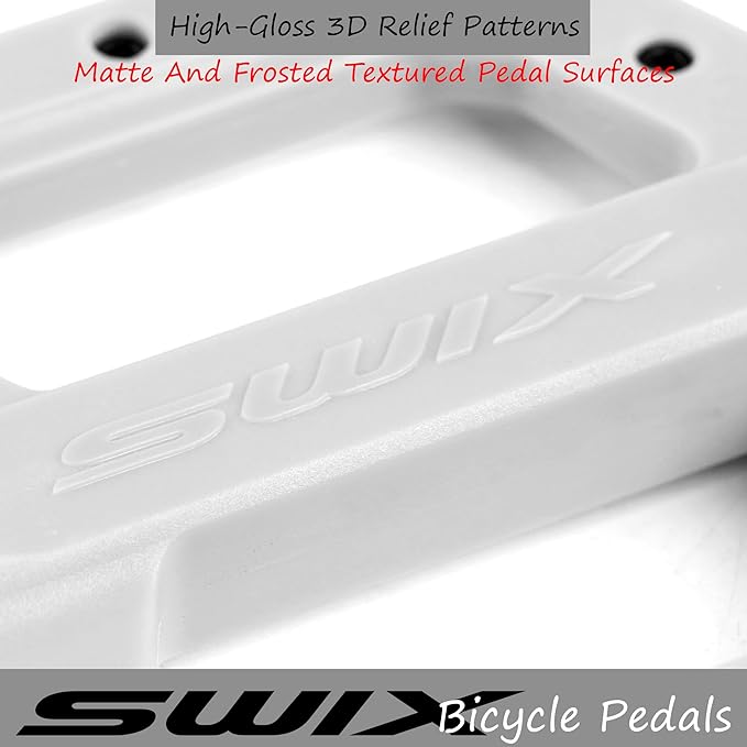 SWIX Bike Pedals Professional Mountain and Road Bike Flat Pedal Wide Paltform and Lightweight Non-Slip Pedal for 9/16" Bike/Hybrid Bike/E-Bike Parts Replacement Pedals Bike Accessories