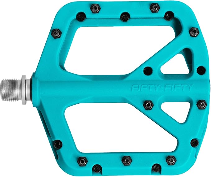 FIFTY-FIFTY Mountain Bike Pedals, Non-Slip MTB Nylon Composite, 9/16" Bicycle Pedals, Lightweight and Wide Flat Platform