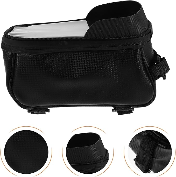 SUPVOX Waterproof Bike Front Frame Bag Phone Holder, Cycling Top Tube Storage Pouch for Road and Mountain Bikes, Sturdy Handlebar Saddle Pack for Outdoor Riding