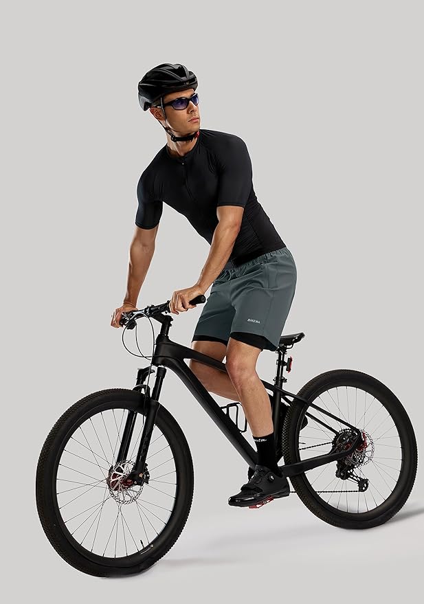 Bikewa Men's Mountain Bike Shorts 3D Padded Loose-fit Riding Biking Cycling Bicycle Biker Shorts for Men Zipper Pockets