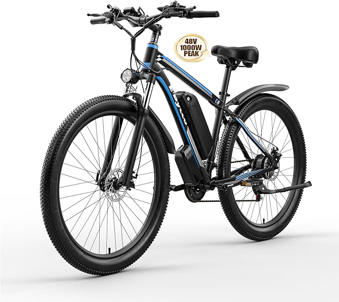 E·Bycco 34 MPH 70 Miles Long Range 1000W Electric Bike for Adults – 29" Tire 48V 17.5Ah Removable Battery, 21 Speed, Fast City Commuter Pedal Assist E-Bike for Snow Sand, E8