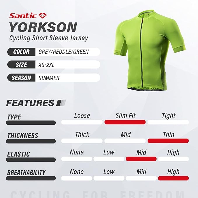 Santic Men’s Cycling Jersey Short Sleeve Bike Shirts for Men Bicycle Jacket with Pockets Breathable & Quick Dry Yorkson