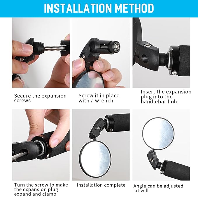 HIFROM Bike Mirror,Bicycle Rear View Mirror, Bike Bar End Mirror, HD Convex and 360 Degrees Rotatable Safe Rearview Bicycle Mirror Pack of 2
