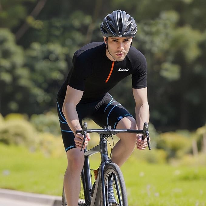 Santic Men’s Cycling Jersey Short Sleeve Bike Shirts for Men Bicycle Jacket with Pockets Breathable & Quick Dry Yorkson