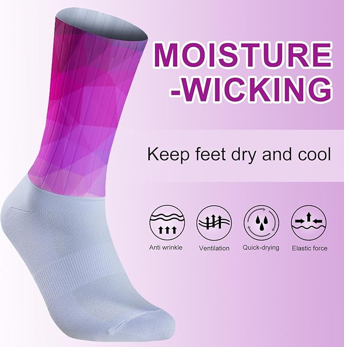 Cycling Socks Athletic Crew Socks Breathable Cushioned Compression Running Hiking Socks For Mens Womens