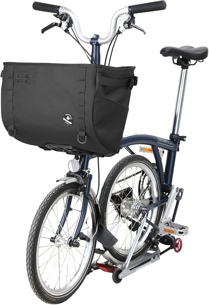 Rhinowalk Bike Basket Bag for Brompton Folding Bike, 24L Waterproof Bike Carrier with Quick Release Mount, Laptop Pocket & Pet Friendly Bicycle Basket (Black, 24L)