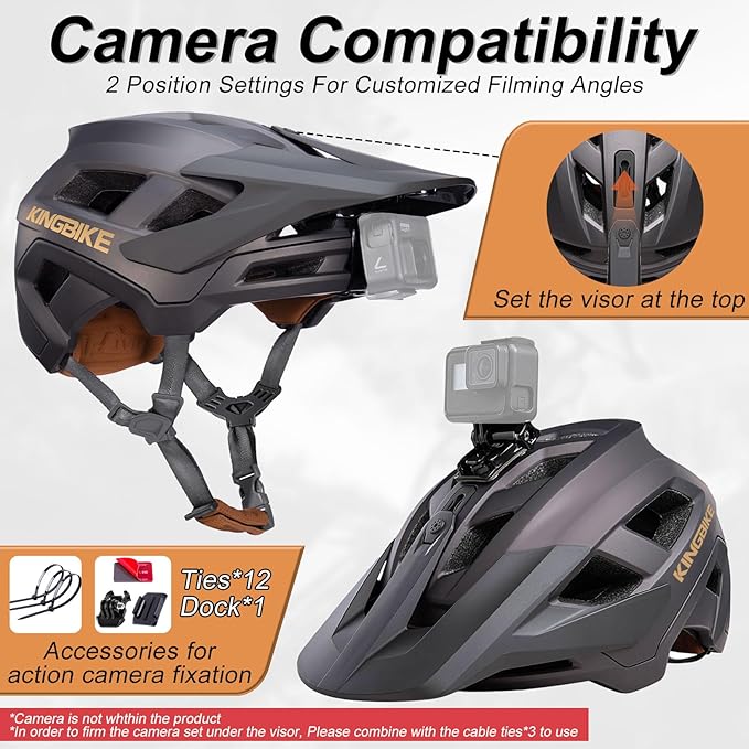 KINGBIKE NTA-8776 Mountain Bike Helmet Professional Ebike Helmets with 3-Level Adjustable Visor & Camera Mount E-MTB Helmet for Adults Men Women Youth E-Bike Safety Certified