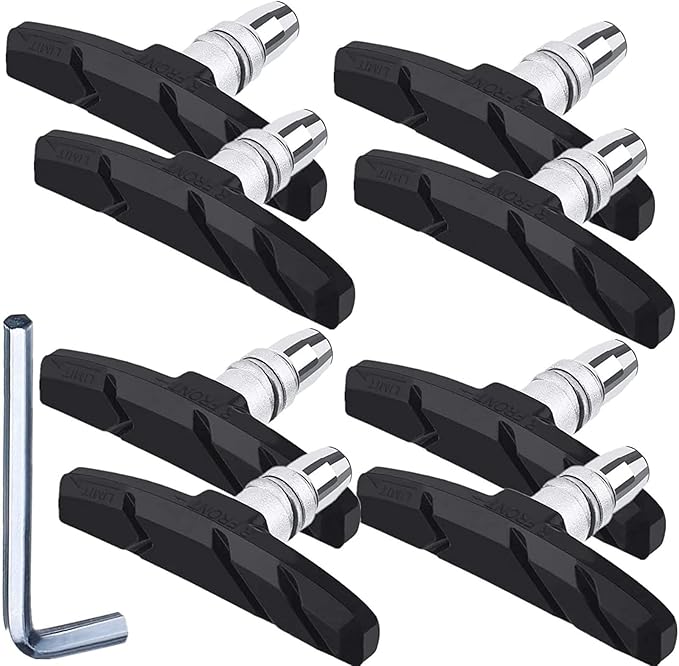 Hotop 4 Pairs Bike Brake Pads Mountain Bike Brake Pads with Hex Nuts and Spacers v Bicycle Brake Blocks Set, 70 mm