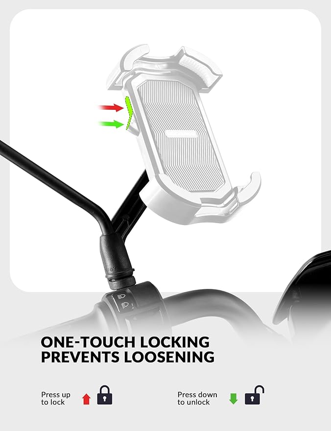ROCKBROS Motorcycle Phone Mount, Motorcycle Phones Holder with Security Lock, Shockproof Phone Holder for Motorcycles, Adjustable Motorcycles Phone Holder Mount, Suitable for 4.7”-6.8” Phone