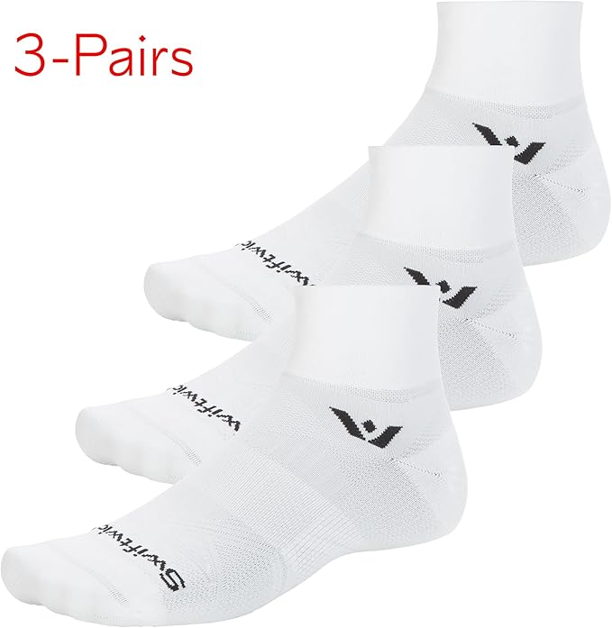 Swiftwick- ASPIRE QUARTER CREW Running & Cycling Socks, Lightweight, Compression Fit