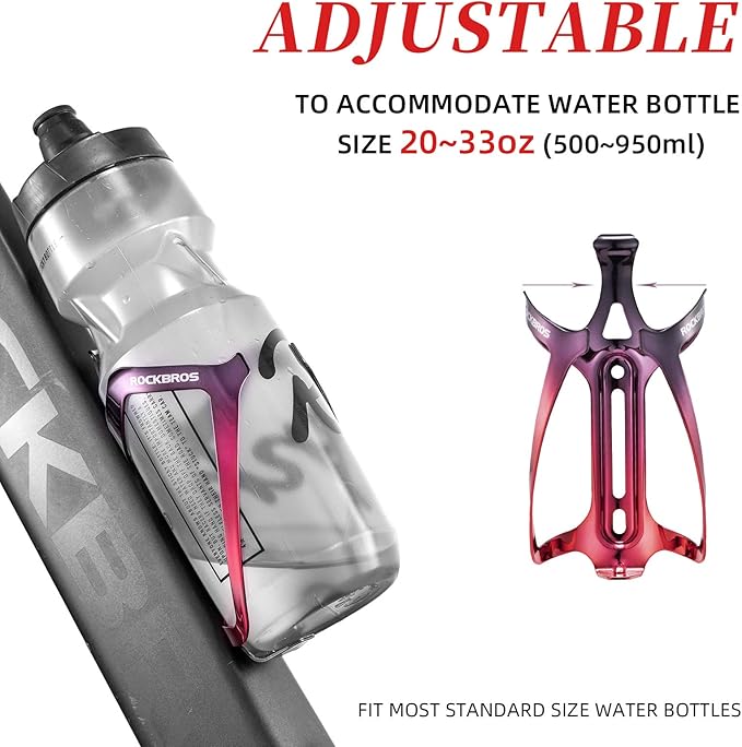 ROCKBROS Durable Aluminum Water Bottle Holder Bike Bottle Holder with Electroplating & Integrated Molding - Lightweight for Bicycle MTB, Road/Mountain Bikes