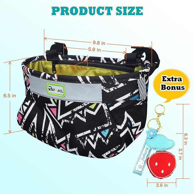 RAYMACE Kids Bike Basket,Children's Bike Basket Front,Waterproof Bicycle Basket Handlebar Bag for Girls,Boys Toddlers Bike or Scooter Accessories