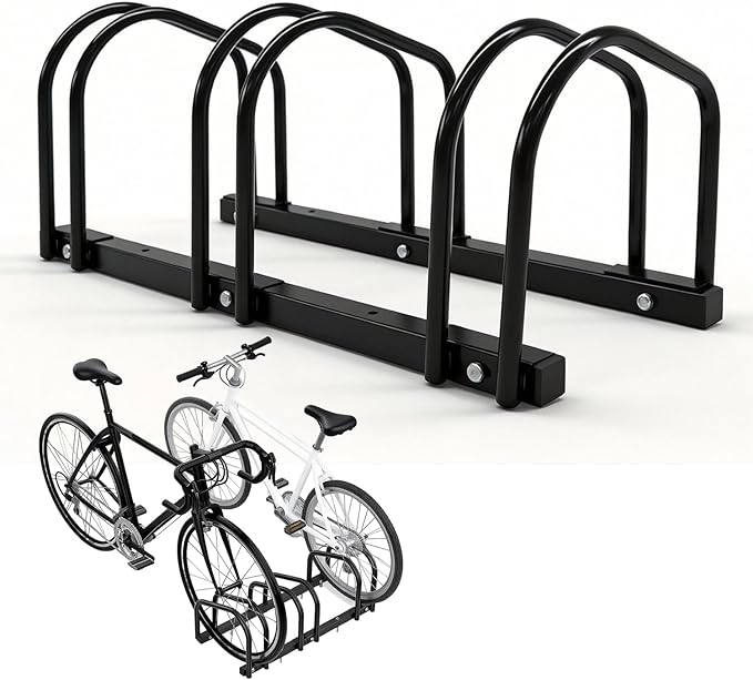 Bike Rack Floor Stand Parking for 3 Bikes,Ideal Bike Storage Organizer for Mountain & Road Bikes with 22-28" Wheel Stand & 2.2" Tire Width, Bike Stand for Garage/Indoor/Outdoor