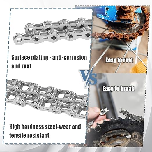 BUCKLOS 6/7/8/9/10/11/12 Speed Bike Chain, High Performance Lightweight Bicycle Chains for Road Bike/Mountain Bike/Ebike,Compatible with Shimano, SRAM, Campagnolo Silver/Gold