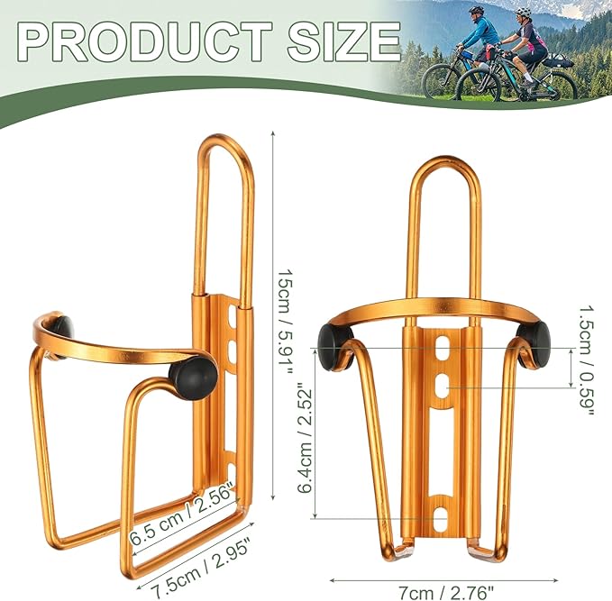 Water Bottle Cage, Bike Water Bottle Holder, Lightweight Aluminum Alloy Bicycle Cup Cage with Beads & Screws Tool - Fitting for (Road/MTB Cycling/Touring Bike) 2 Pack & Yellow