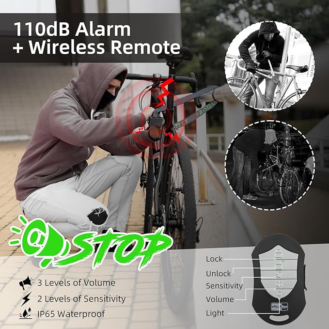 Bike Chain Lock with Alarm 8mm x 4ft E Scooter Lock Anti-Theft Alarm 110dB Security Heavy Duty with USB C Cable and 3 Keys for Bike/E Scooter/Motorcycle