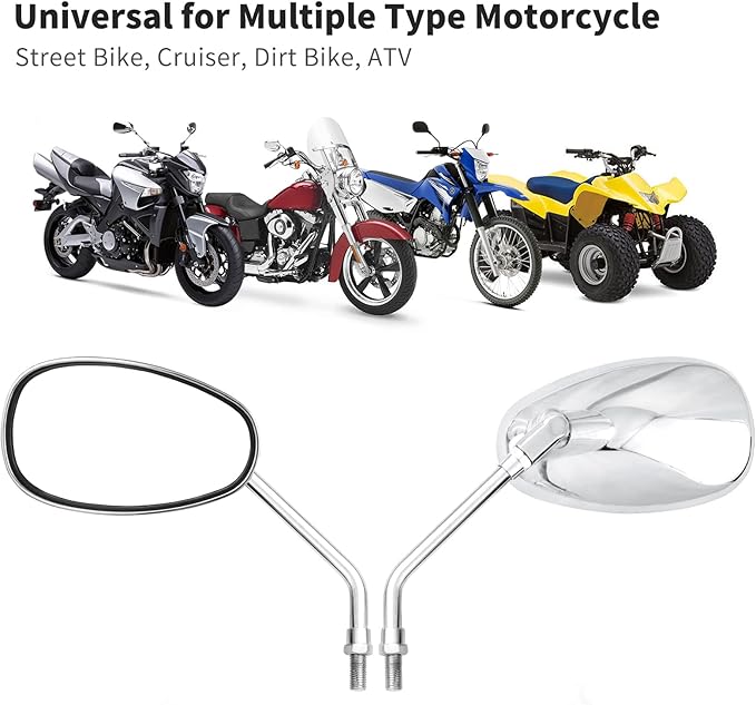 Universal 10mm Chrome Motorcycle Rear View Side Mirrors Handle Bar Bar End Motorcycle Mirrors