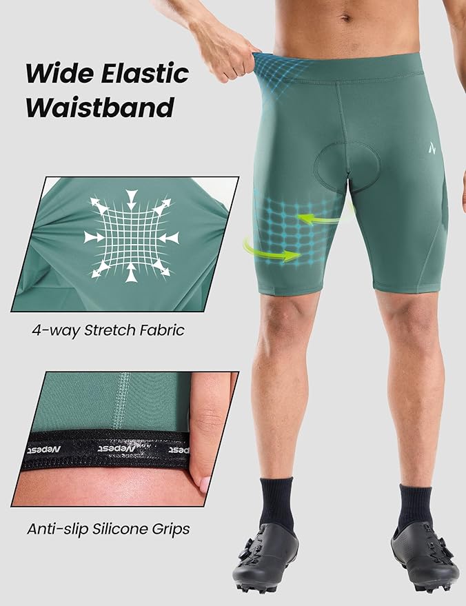 Nepest Men's Bike Shorts 4D Padded Cycling Road Biking Riding Biker Bicycle Mountain Cycle Shorts Zipper Pockets