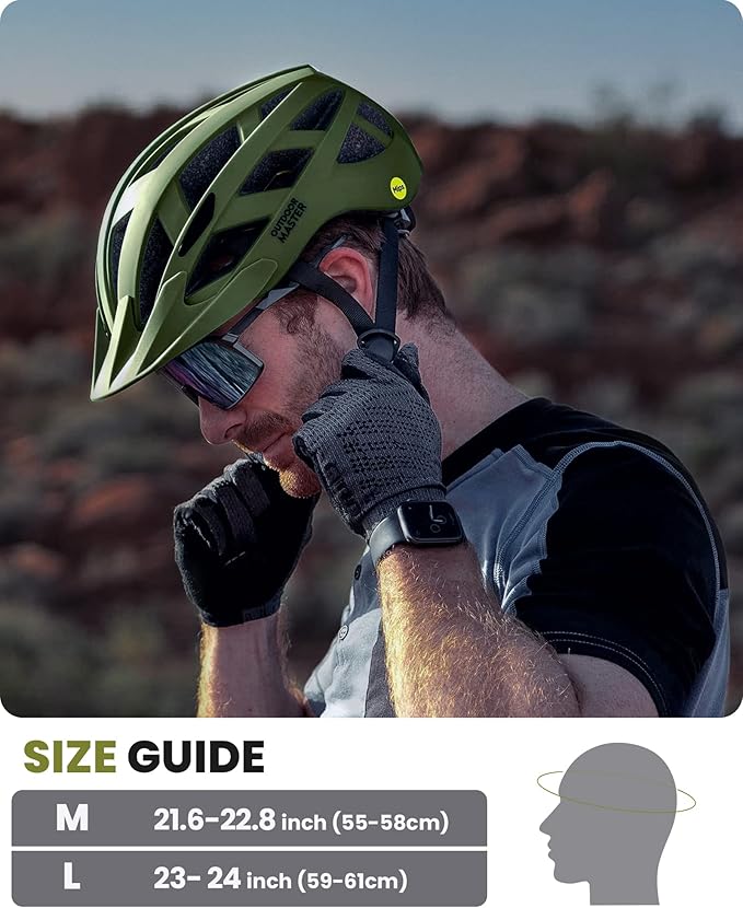 OutdoorMaster Gem Recreational MIPS Cycling Helmet - Two Removable Liners & Ventilation in Multi-Environment - Bike Helmet in Mountain, Motorway for Youth & Adult