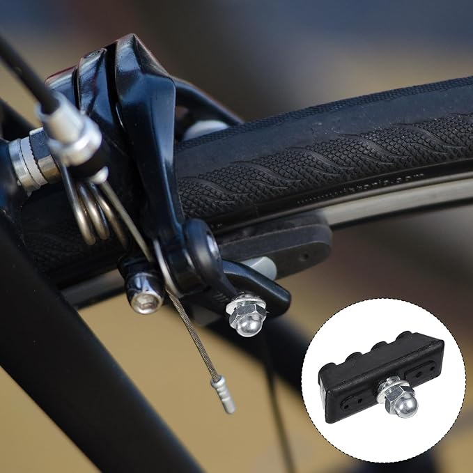 Bike Brake Pads, 2 Pair Caliper Brake Blocks for Road Bicycle Rubber V-Brake Pads Bike Brake Pads Caliper Brake Blocks for Road Bicycle Quiet & Non-Skid Cycling Accessories for MTB and Road Bicycles