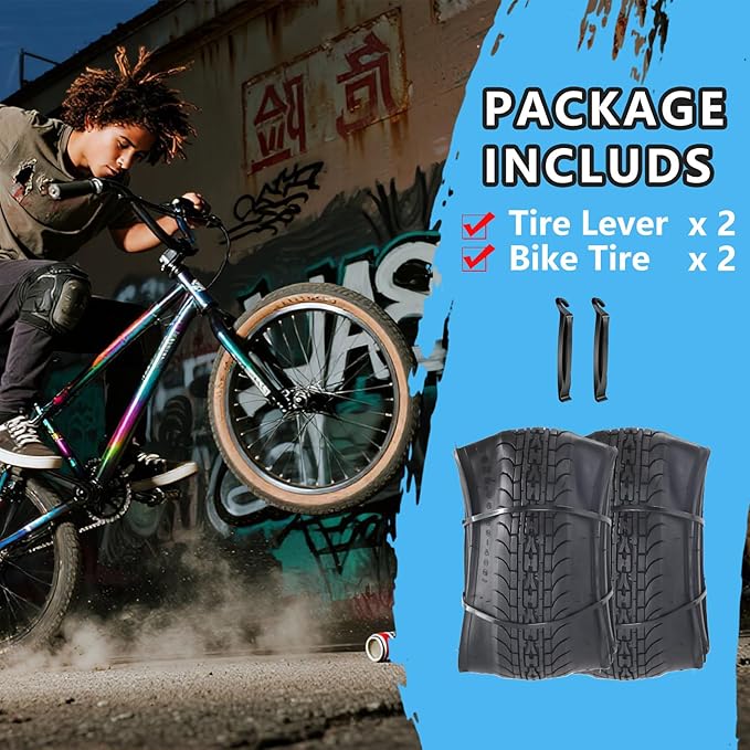 SIMEIQI 26x2.35 20x2.35 Inch Cruiser Beach Bike Tire Black White Wall or Brown Cream Wall Folding Replacement Bicycle Tire for Hybrid City Commuter Trail