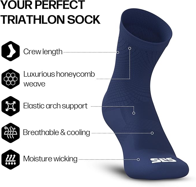 SLS3 Triathlon Socks – Engineered for Comfort – Ideal Cycling Socks for Men or Women & Short or Long Distance Running Socks