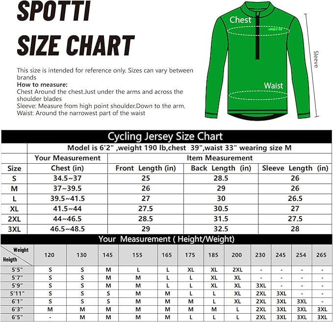 Spotti Men's Cycling Bike Jersey Long Sleeve with 3 Rear Pockets - Moisture Wicking, Breathable, Quick Dry Biking Shirt