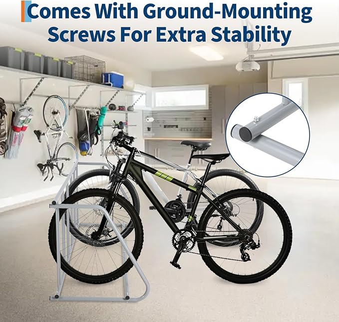 10 Bike Rack for Garage, Heavy Duty Steel Bicycle Rack Freestanding with Floor Mount Kit, Single-Sided Parking Stand for 10 Bicycles, Commercial Grade Bike Racks for Apartments & Schools, Black