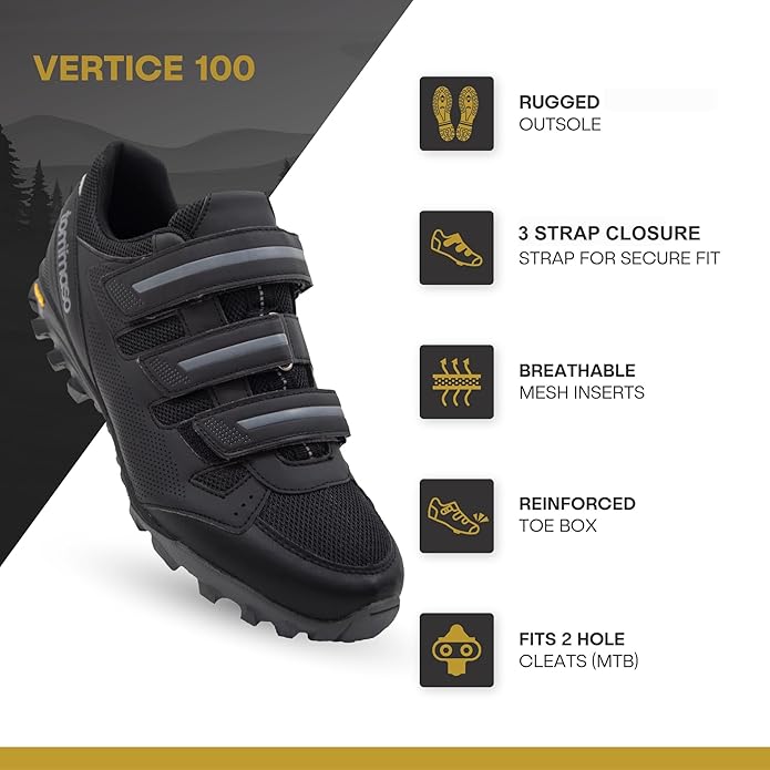 Tommaso Mens Cycling Shoes – SPD Compatible Outdoor, MTB, Gravel & Mountain Bike Shoes – Walkable Design – Cleats Not Included