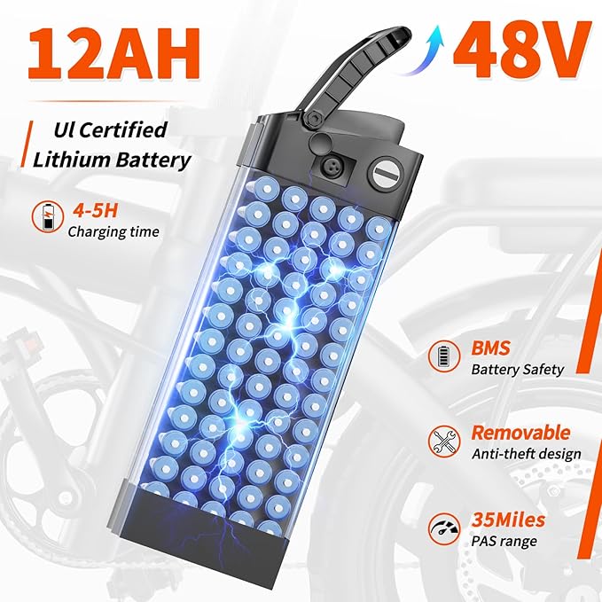Electric Bike for Adults and Teens,550W Motor 23MPH Folding Ebike with 48V Removable Battery, 35Miles Range&PAS Mode with 14" Foldable Electric Bicycles, Electric Commuter Mini Bikes,UL 2849 Certified