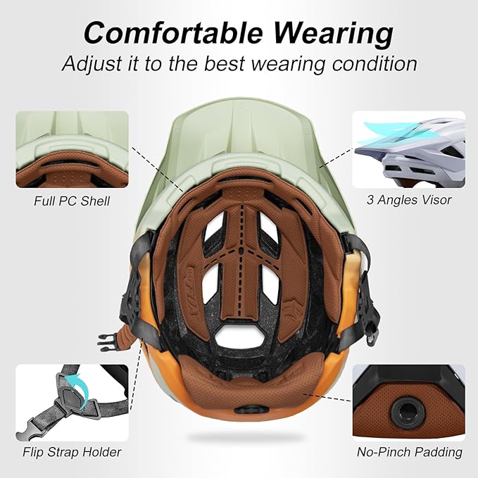 KINGBIKE NTA-8776 Mountain Bike Helmet Professional Ebike Helmets with 3-Level Adjustable Visor & Camera Mount E-MTB Helmet for Adults Men Women Youth E-Bike Safety Certified