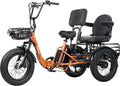 Folding Electric Tricycle for Adults 2 Seater, 22MPH 100 Miles 4" Wide Fat Tire Electric Trike, 3 Wheel Electric Bike 1200W, 48V 20AH Battery, 550LBS Load, Reverse, Parking, Differential, UL Certified