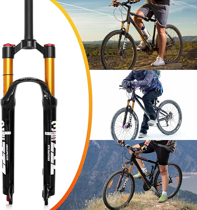 ZTZ 26/27.5/29 inch MTB Air Suspension Fork,120mm Travel, Rebound Adjustment,1 1/8 Straight Tube, QR 9mm*100mm, Manual/Remote Lockout, Ultralight Front Fork for XC/AM Mountain Bike