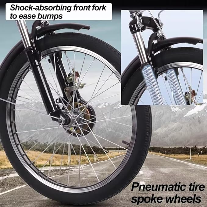 20 inch Folding Tricycle, Outdoor Cruiser Bikes with Passenger seat, 3 Wheel Bike, Large Pedal Tricycles with Inflatable Wheel, Tandem Bicycle, Ride-on trikes for s,Red 20inch